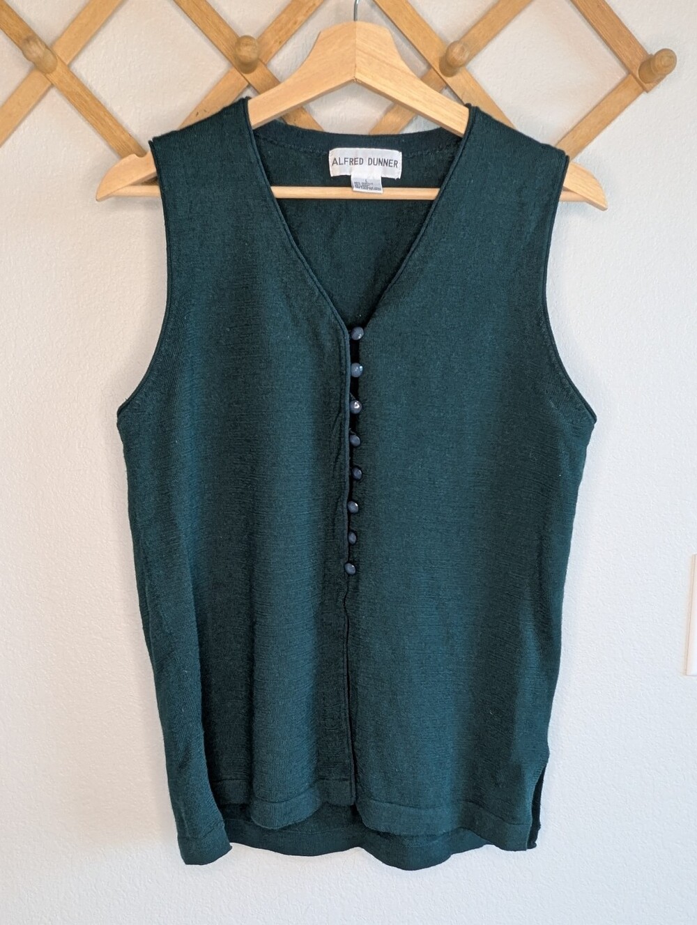 Alfred Dunner Dark Teal Sleeveless Knit Button-Front Tank L